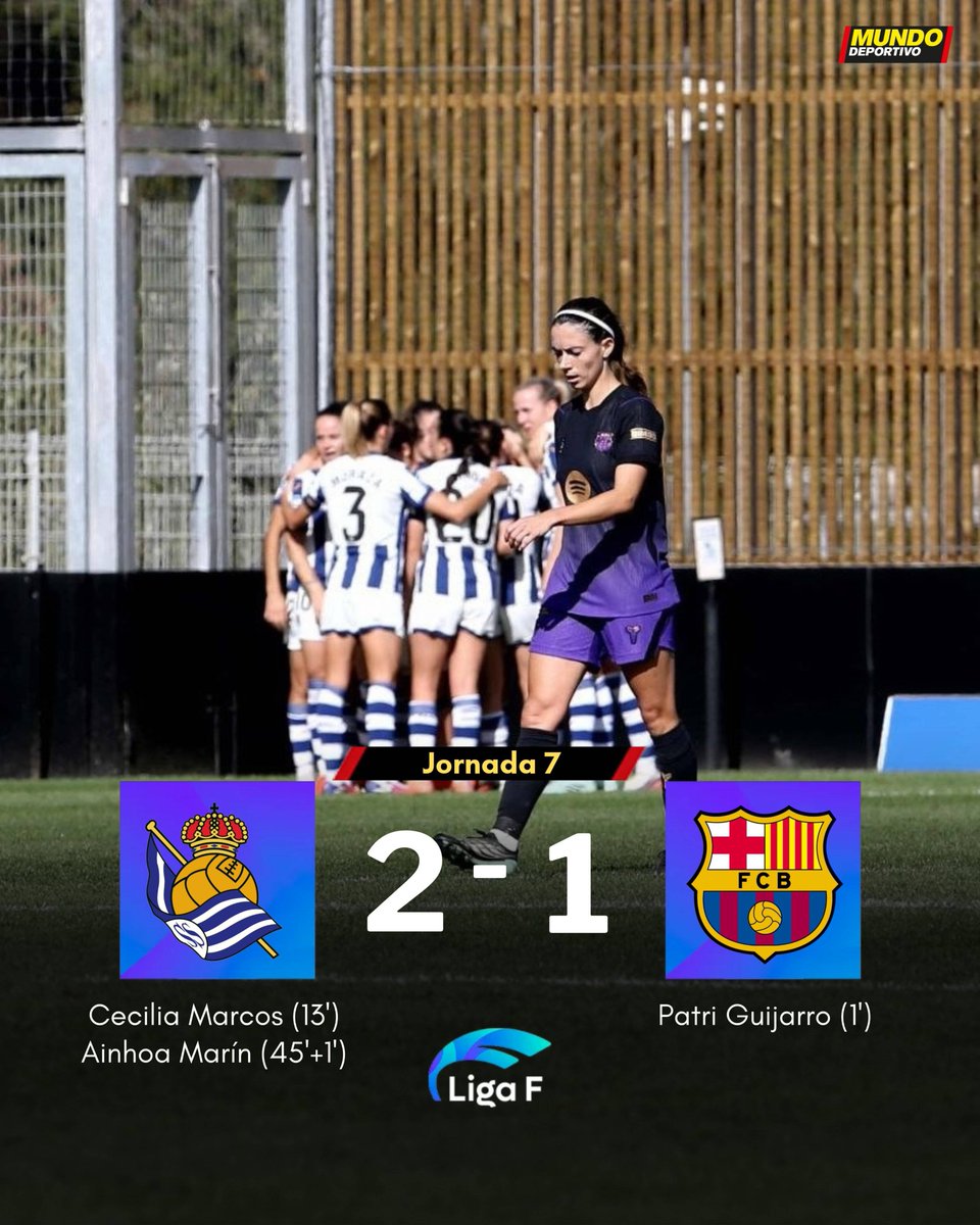 BarcaTimes's tweet photo. 🚨 Full-time: Real Sociedad 𝟐-𝟏 Barça Femeni

Real Sociedad pull off a massive suprise and hand Barça Femeni their first DEFEAT of the season. Last season Barça Femeni's only defeat in Liga F was against Real Sociedad too. #fcblive https://t.co/gfjr2AoOwd