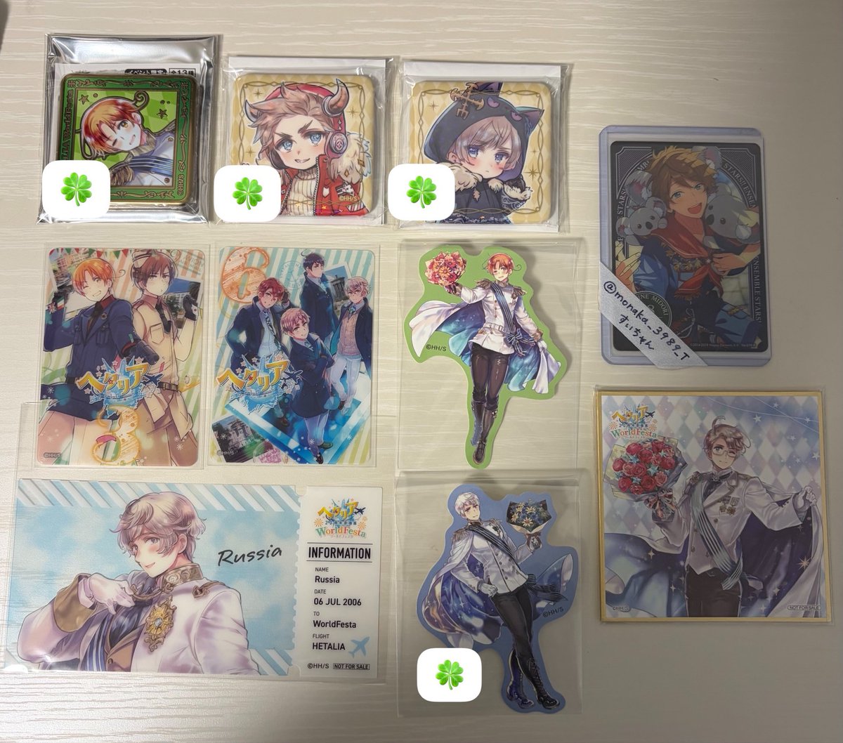 monaka_3989_T's tweet photo. 【交換/譲渡】ヘタリア 20周年 原画展 特典 缶バッジ クリアカード ステッカー

譲 : 画像1枚目.2枚目

求 : 画像3枚目

詳細は画像4枚目参照ください。
求のものがある程度決まるまでお返事にお時間いただきます🙇‍♀️

郵送＞＞横浜.町田手渡し

検索からもお気軽にお声掛けください。 https://t.co/333qgTXoSW