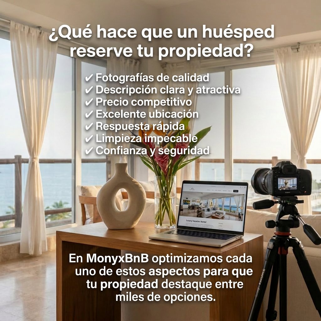 monyxbnb's tweet photo. ¿Por qué algunas propiedades reciben reservas
constantemente mientras otras permanecen disponibles?
• La respuesta va mucho más allá del precio.
Los huéspedes toman una decisión en cuestión de segundos, y factores como tol fotografías profesionales, una descripción
atractiva, 4 respuestas rápidas y s una estrategia de precios inteligente pueden marcar toda la diferencia.
* Una propiedad bien gestionada no compite por ser la más barata; destaca por ofrecer confianza, calidad y una experienci que comienza desde el primer clic.
En MonyxBnB optimizamos cada detalle para que tu propiedad tenga mayor visibilidad, atraiga más reservas y alcance su máximo potencial.
¿Quieres descubrir cómo hacer que tu propiedad genere
más? Contáctanos y con gusto te asesoramos.
#MonyxBnB #AdministraciónDePropiedades #Airbnb
#RentasVacacionales #PropertyManagement #PuertoVallarta
#RivieraNayarit #RevenueManagement #Hospedaje
