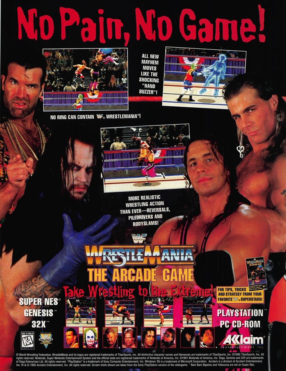 90sWWE's tweet photo. 31 years ago today, WrestleMania: The Arcade Game was released 🎮 https://t.co/UkjyJWQ5Tf