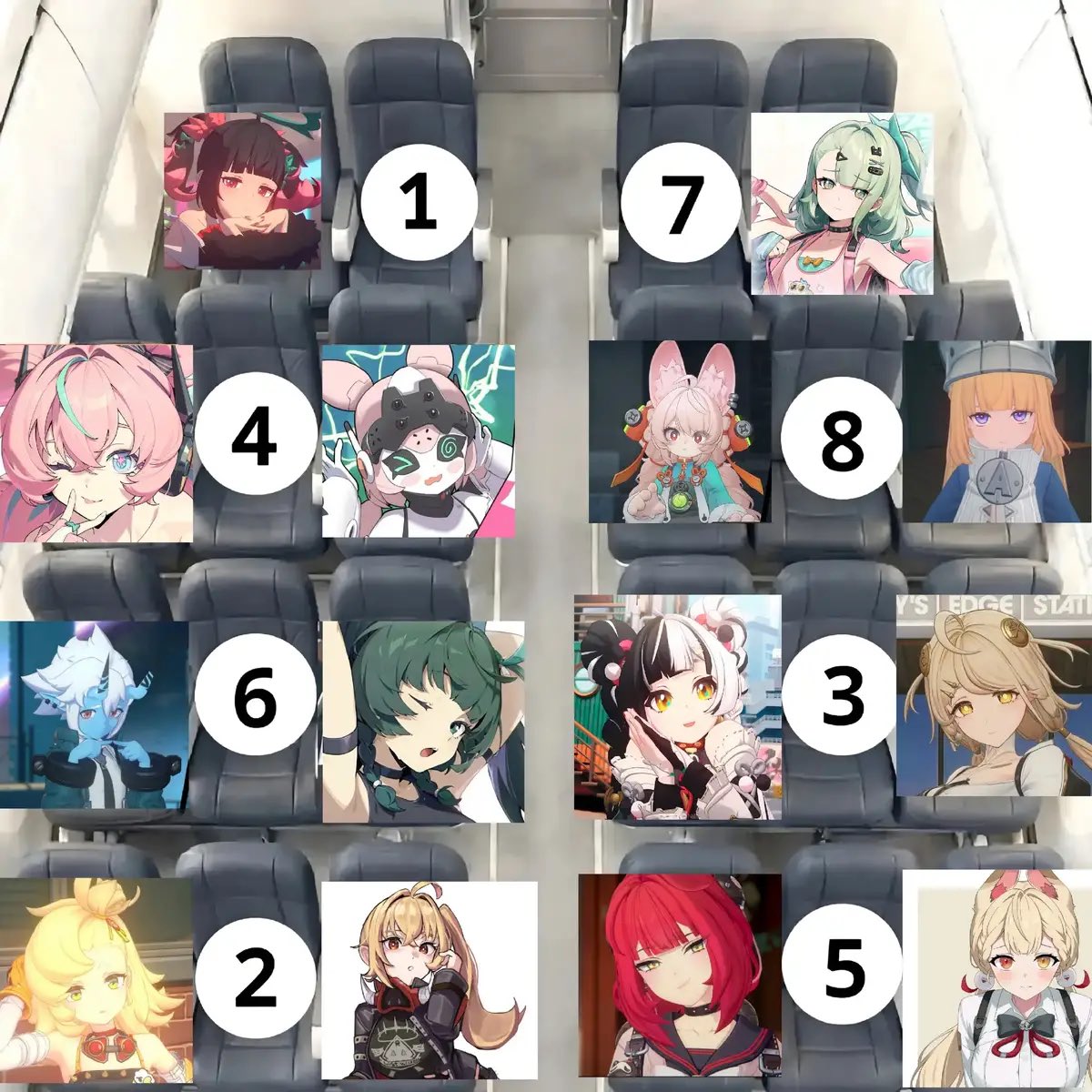 lyn49556's tweet photo. You're stuck on an 19 hour flight, Which seat are you picking?

#ZenlessZoneZero https://t.co/f4VddB5bOS