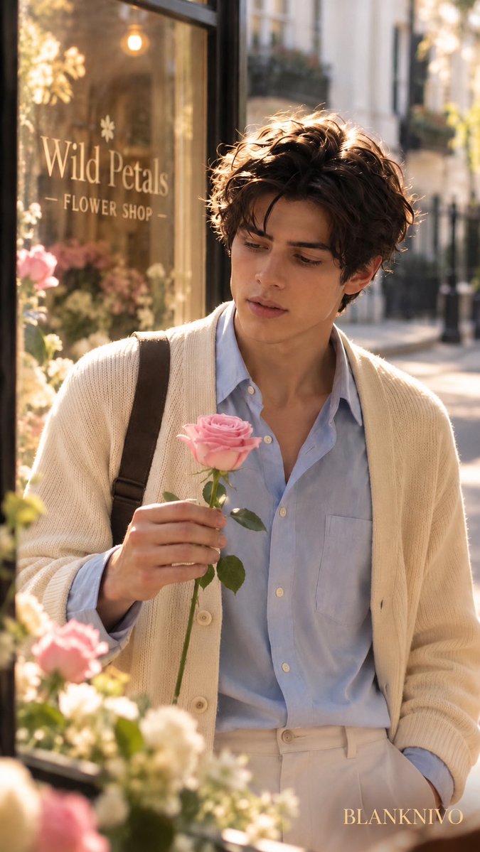blanknivo's tweet photo. 길에 떨어진 꽃도 그냥 못 지나치는 편.

#TheFlowerThief #AIShortFilm #BL
#CalebWhitmore #ArianConti https://t.co/SfaZk2iyDP