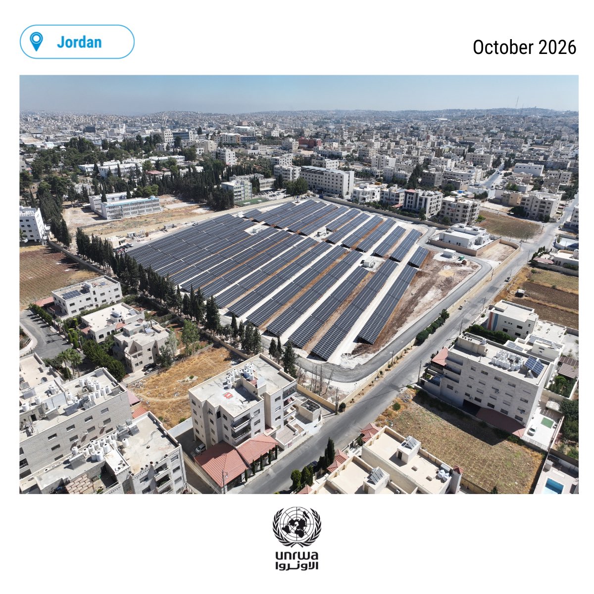 UNRWAJFO's tweet photo. (2/2) ☀️ By investing in renewable energy, UNRWA is lowering operational costs and reducing its environmental footprint while making the most of limited resources. The award recognises the collective work behind initiatives that support essential services for #Palestine Refugees. https://t.co/iCZ6Zsiz61