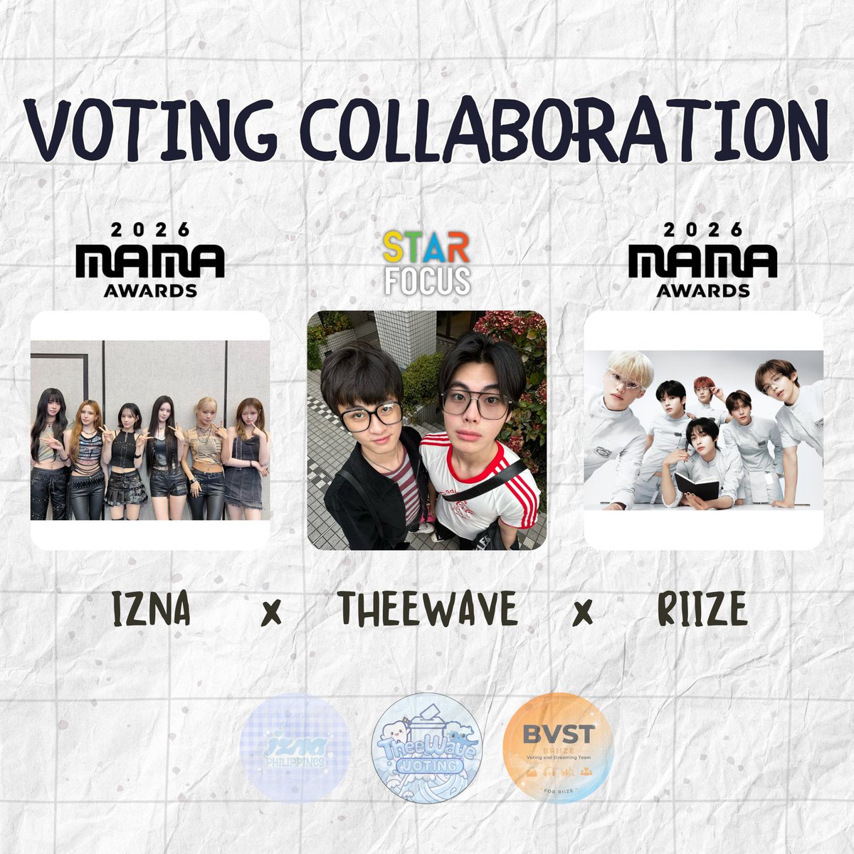 TheeWaveHQ's tweet photo. —THEEWAVE X IZNA— D4

🏆FANS' CHOICE 1st Round Voting 
FEMALE : IZNA

Kindly drop your proof below with the hashtag #2026MAMAVOTE #IZNA #THEEWAVExIZNA 

📌 RULES FOR SUBMITTING PROOFS:

1. Submit only ONE (1) voting proof per comment.

2. Do not submit collages. Individual proofs are required for easier validation.

3. Will close comment section once target is reached.

🗓️ : 15.10-22.10

#THEEWAVExIZNA