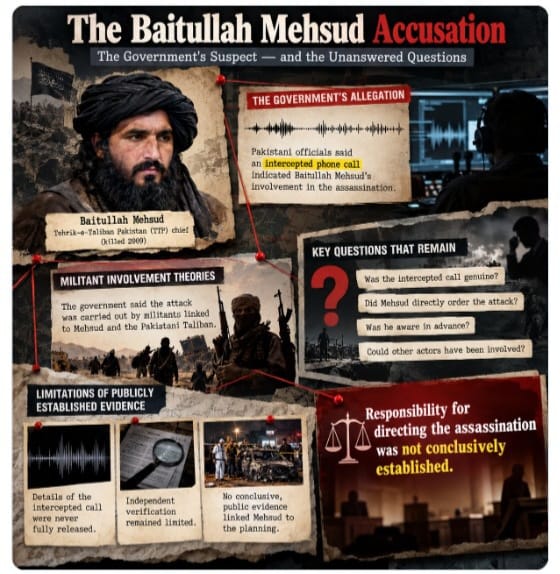 Vihaan002's tweet photo. Who really ordered Benazir Bhutto assassination Musharraf government blamed Taliban leader Baitullah Mehsud citing an intercepted call.  But question over the evidence remained. Nearly two decades later, the mastermind has never been conclusively identified.
#Benazirbhutto https://t.co/hWt75DILOz