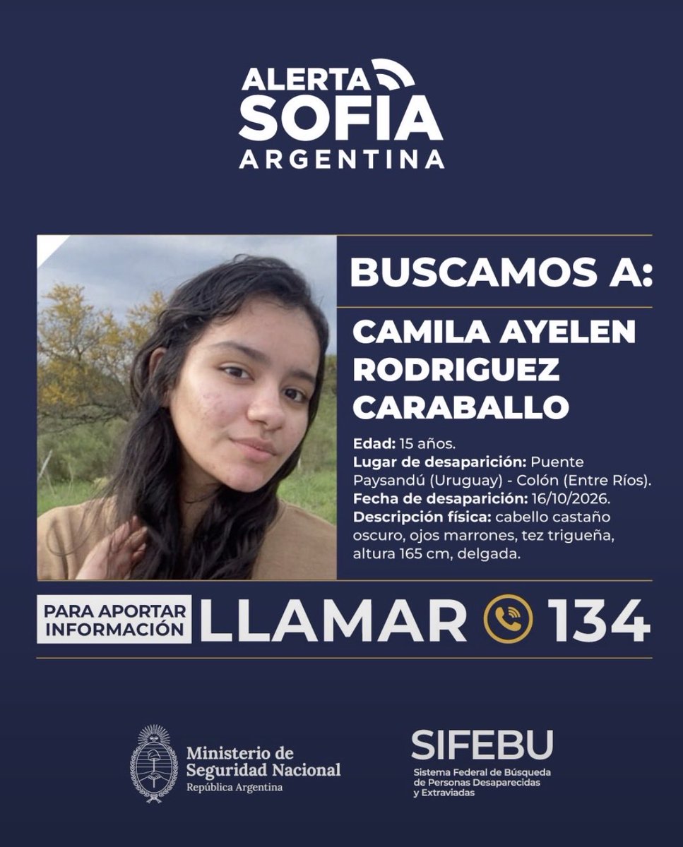 LizzyBenDar's tweet photo. @gbianchi2020 Se fue para Argentina, la policía de acá coordinó con la Federal y activaron la Alerta Sofía https://t.co/grCFgjXY89