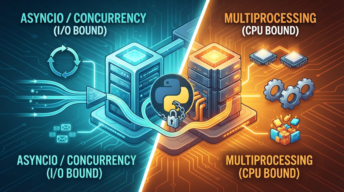 hackernoon's tweet photo. Learn when to use Python asyncio, threading, or multiprocessing to improve API performance, handle I/O efficiently, and scale CPU-intensive workloads.
#softwaredevelopment #pythonprogramming...Show more https://t.co/KjQN6DuRRB