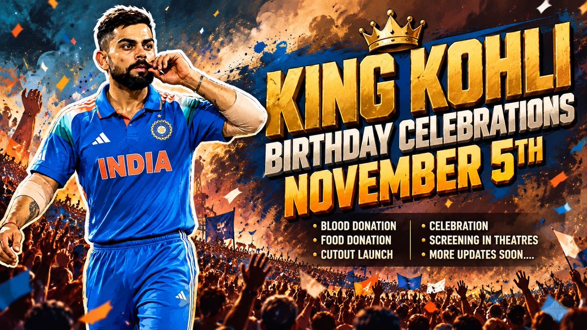 therevanthtweet's tweet photo. KING KOHLI BIRTHDAY CELEBRATIONS

since this is a fan-initiated celebration, every contribution and every helping hand can make it GRAND! let’s come together as fans and make King Kohli’s birthday unforgettable.

people willing to donate and support us can DM me. no matter the number, every rupee counts❤️

more updates soon…