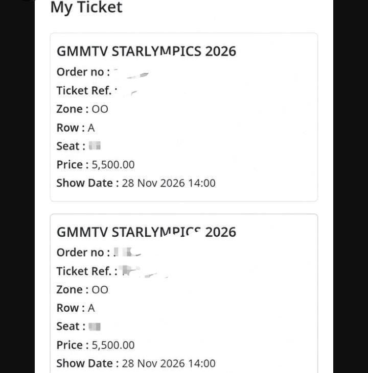 UncleJayEmpire's tweet photo. WTS  TICKET
GMMTV STARLYMPIC 2026

-2x Zone  6000 | DD
-2x Zone 5500  | OO
Front row✅

International fans can dm
Dm for more details 

#GMMTVStarlympics2026 https://t.co/6dKH31tjrH