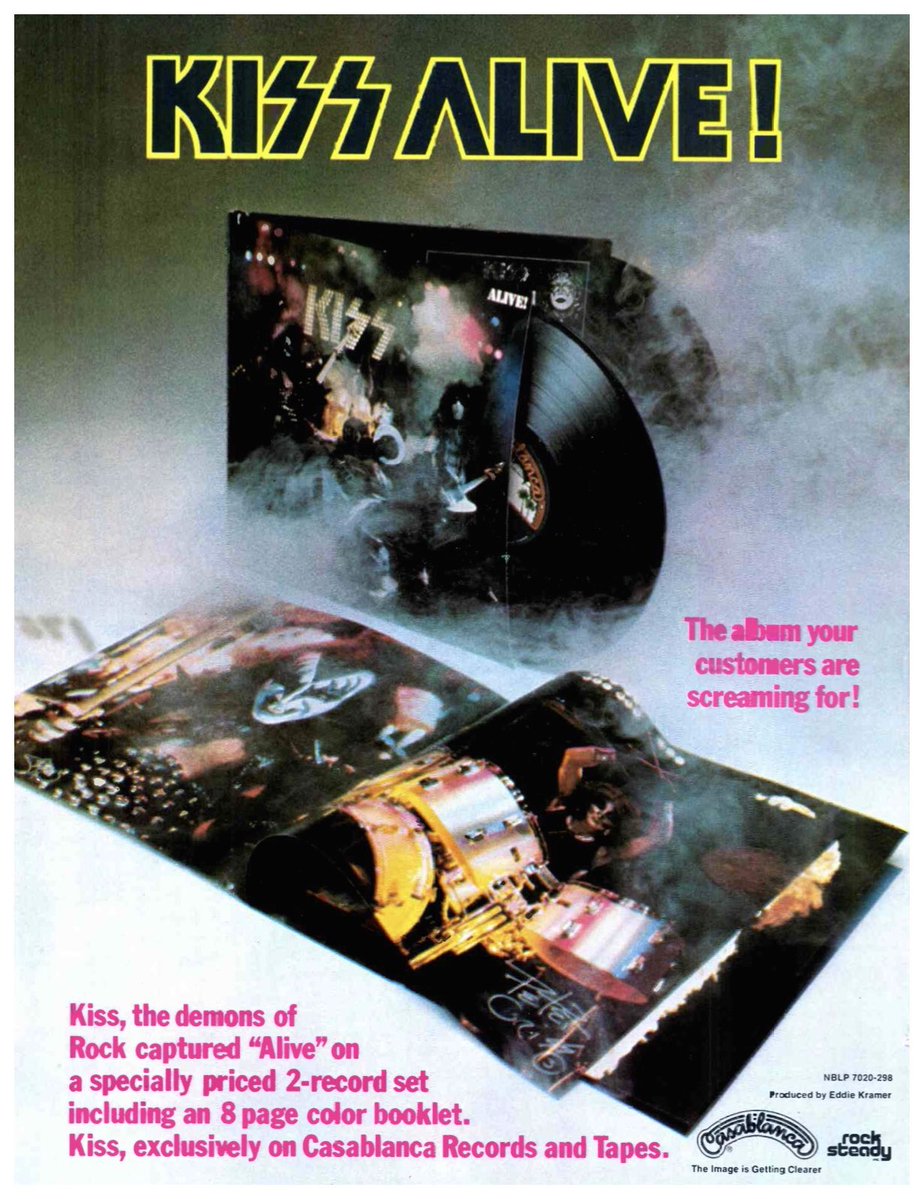 mitchlafon's tweet photo. Record World magazine
October 18th 1975 issue

#throwback ad for KISS ALIVE!

Fantastic album! Though I always preferred Alive II. Mostly because of my memories attached to listening to it. 

(Ad is real. NOT AI) https://t.co/QzBgQzdHZJ