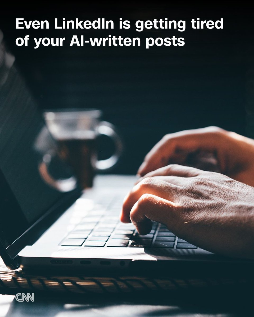 CNN's tweet photo. Bland, AI-generated posts have made LinkedIn the butt of many an internet joke this year. The platform has heard its users' complaints about lengthy, generic missives never touched by human hands loud and clear. https://t.co/fqxVggIOUZ https://t.co/W3fuTKmXvK