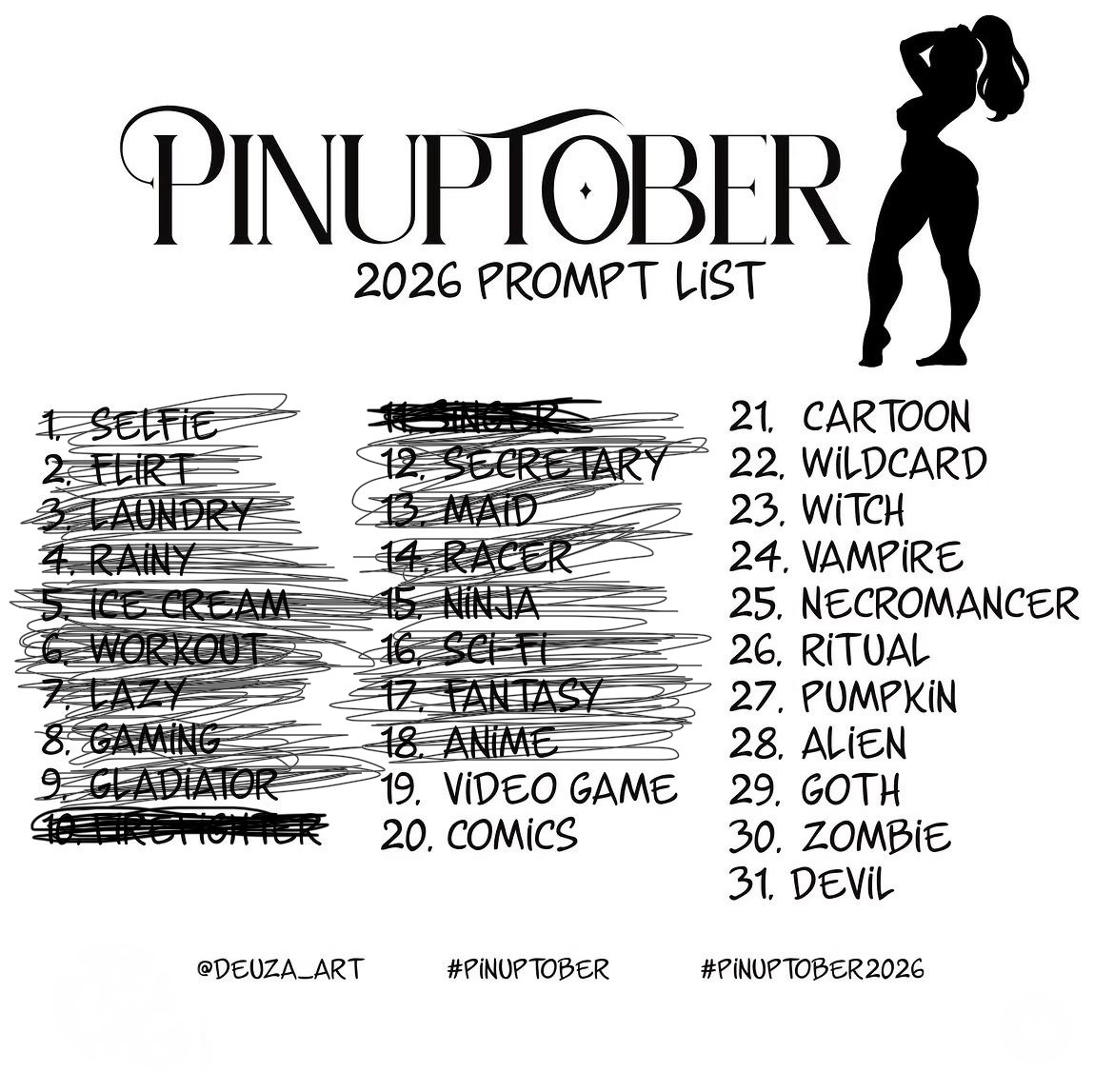 Amfy_art's tweet photo. Today’s theme is Anime! I couldn't decide which character to draw because I love so many, so I decided to stay current. I picked a Bleach captain's uniform and put it on my OC, Tsukiko. Can you guess which captain she's dressed as? 
#pinuptober2026 #pinuptober #pinup #anime https://t.co/Ar6E2YNI2S