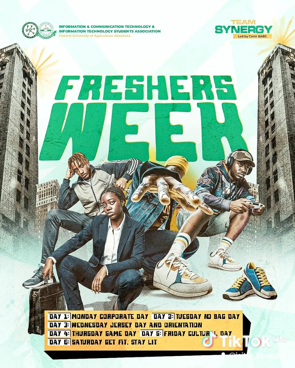 icitsa4's tweet photo. FRESHERS WEEK IS HERE! 💚💛🔥
Six days. Endless vibes. Unforgettable memories! 🥳🚀 From Corporate Day to Cultural Day, Game Day to Get Fit, Stay Lit  we're making every moment count! 💯
Freshers, ARE YOU READY?! 👀🔥
#Funaab #TeamSynergy https://t.co/vJxAnxZa6L