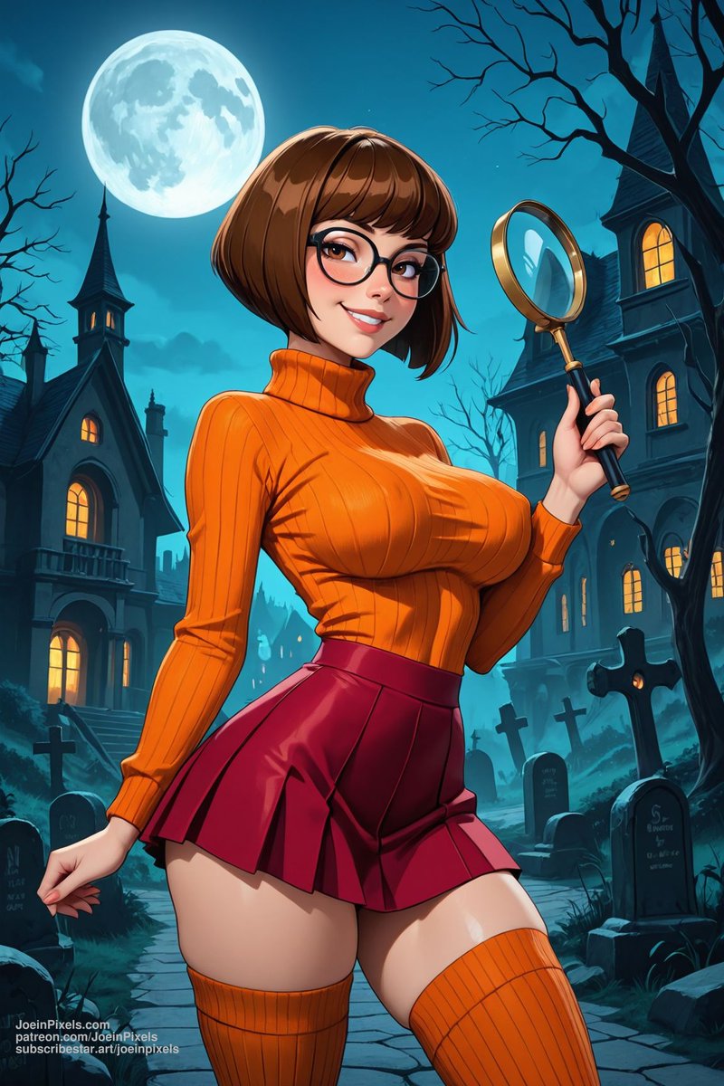 JoeinPixels's tweet photo. 🔍🌕 Mystery Solved 🌕🔍

A sharp-eyed sleuth, a haunted graveyard, and a full moon rising. Inspired by a classic mystery-solving icon - she’s on the case and nothing gets past her.

257 pics + 5 videos now on Patreon - Link in Bio

#aiart