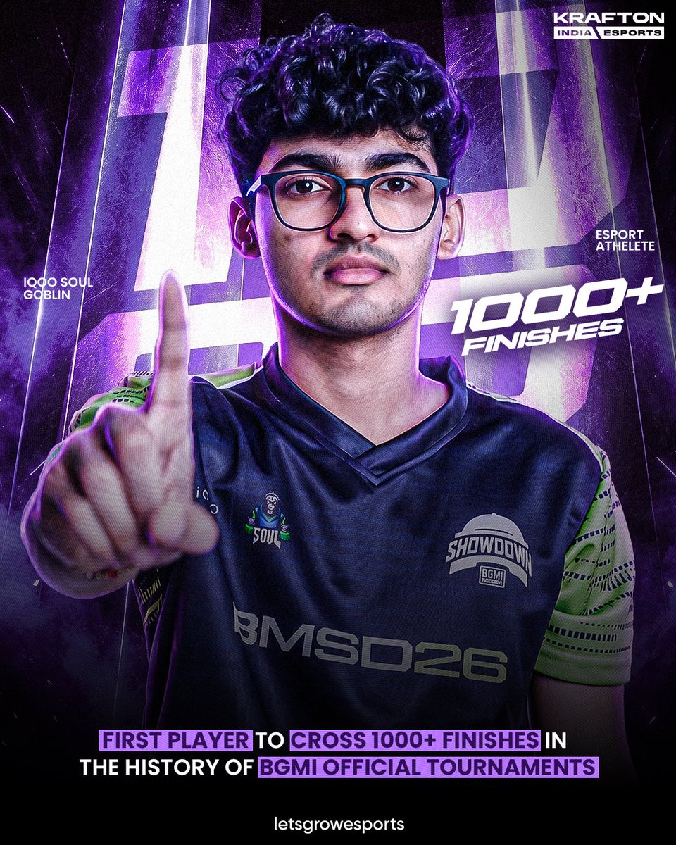 letsgrowesports's tweet photo. iQOOSouL Goblin - First player to cross 1000+ finishes in the history of BGMI official tournaments! https://t.co/XKNjEB6Xy7