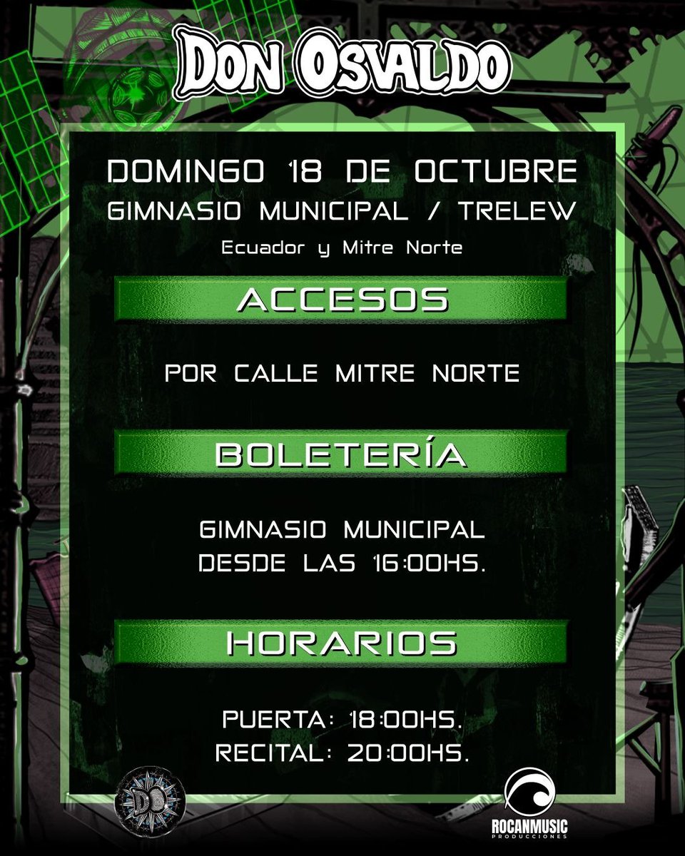 DonOsvaldoOf's tweet photo. 📍Trelew 
Datos útiles para hoy 

Suena Don Osvaldo 
Entradas:⬇️
https://t.co/NOa233I8Ld https://t.co/VKbX2m6qTq