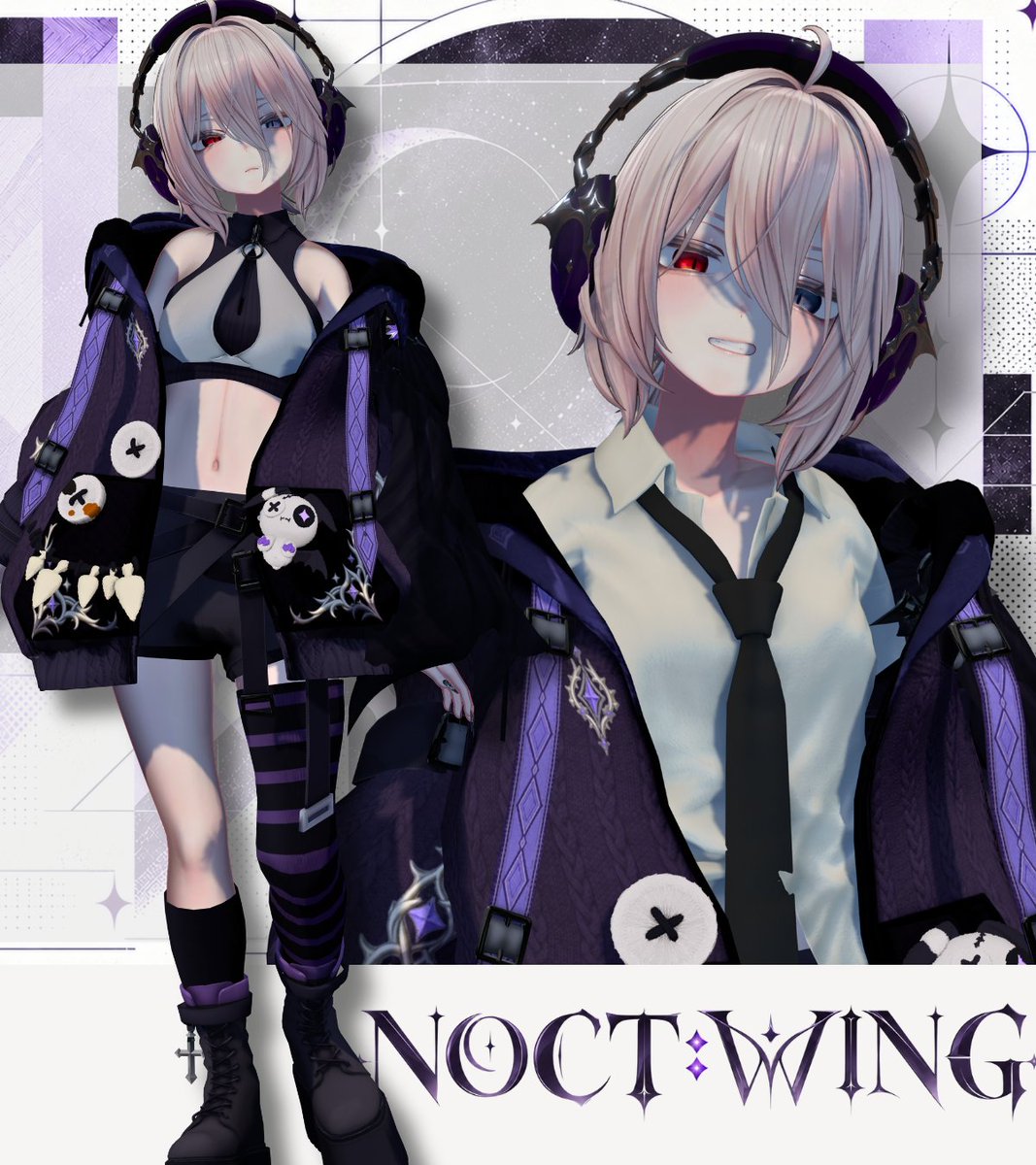 tum_ekiri's tweet photo. ────── ☾ ◇ ──────
　　🦇新衣装 NOCT:WING
　　先行公開キャンペーン！
────── ☾ ◇ ──────

ハロウィン向け衣装
「NOCT:WING」を先行公開！🌙

【応募方法】
🔁 このアカウントをフォロー＆この投稿をRP
💟 BOOTHで「NOCT:WING」にスキ！

10月23日の販売開始に先駆けて、
抽選で【10名様】に当衣装をプレゼント🎁

────── ☾ ◇ ──────

🦇 リプライで当選確率アップ！🌙

「この衣装でどんなハロウィンを過ごしたい？」
ホウキに乗って夜のワールドを巡ったり、
コウモリと一緒に写真を撮ったり。
フレンドとおそろいで仮装パーティーも！
あなたの楽しみ方をリプライで教えてね✨

────── ☾ ◇ ──────

📅 キャンペーン期間
【10月23日 23:59まで】

────── ☾ ◇ ──────

🌙 NOCT:WING

魔女×ゴシックストリート。
ゆったりとしたニットに、ベルトや翼のモチーフ。

Yシャツ姿も、軽やかな薄着スタイルも。
気分に合わせて、VRChat内で着せ替えを楽しめます。

小さなコウモリの相棒「ネム」と、
近未来型ホウキ「ナイトグライド」。
ホウキに乗れる専用Locomotionや、
腕の動きで肩まわりがずれる衣装ギミックも搭載！

今年のハロウィンは、お気に入りの装いと
小さな相棒で、夜のワールドへ。🦇

────── ☾ ◇ ──────