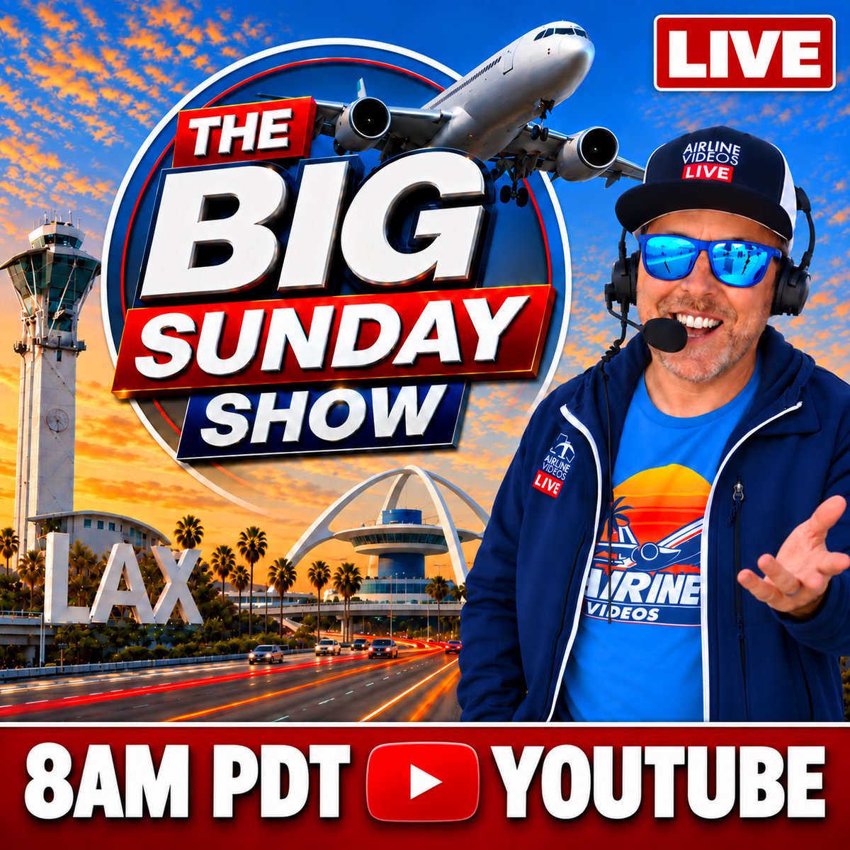 airlinevideos's tweet photo. 🔴 LIVE plane spotting from LAX with Plane Jockey Kevin! ✈️ Get ready for The BIG Sunday Show featuring all the airport action, rare catches, and live giveaways. Join us starting at 8AM PDT on YouTube ➡️ https://t.co/sp1e3K0A4H via @YouTube https://t.co/YZk0lW8gaQ