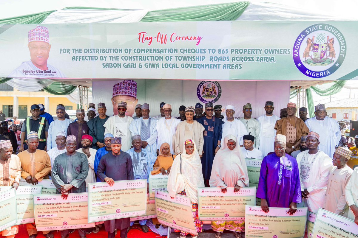 woye1's tweet photo. ₦7 BILLION IN COMPENSATION: WITHOUT BORROWING by the Gov of Kaduna State @ubasanius 

2: Since May 2023, Gov. Uba Sani has paid approximately N7bn to 4,865 households affected by projects across Kaduna State’s three senatorial zones.

3: Now, another N2bn has gone to 865 households affected by township road projects in Zaria, Sabon Gari, Giwa and Shika.

4: Infrastructure development with compensation and no borrowing. Let the results speak @KADRA_kdsg @DepGovKaduna @jerryadams225 @Mansaah_Musa @ahmedmaiyaki @OzoMusty @Ubaidullahkaura @UbaSaniMedia_ @AShammeh @iamAhmadOlolu @YahayaSaniA @Better_Kaduna @_zaraalim @Engr_hauwerh @InsightbyOppy @IamAhmadShooto @shediyel @ui_shehu @FinePopo @allhajinallah @manlikesea @lollylarry1