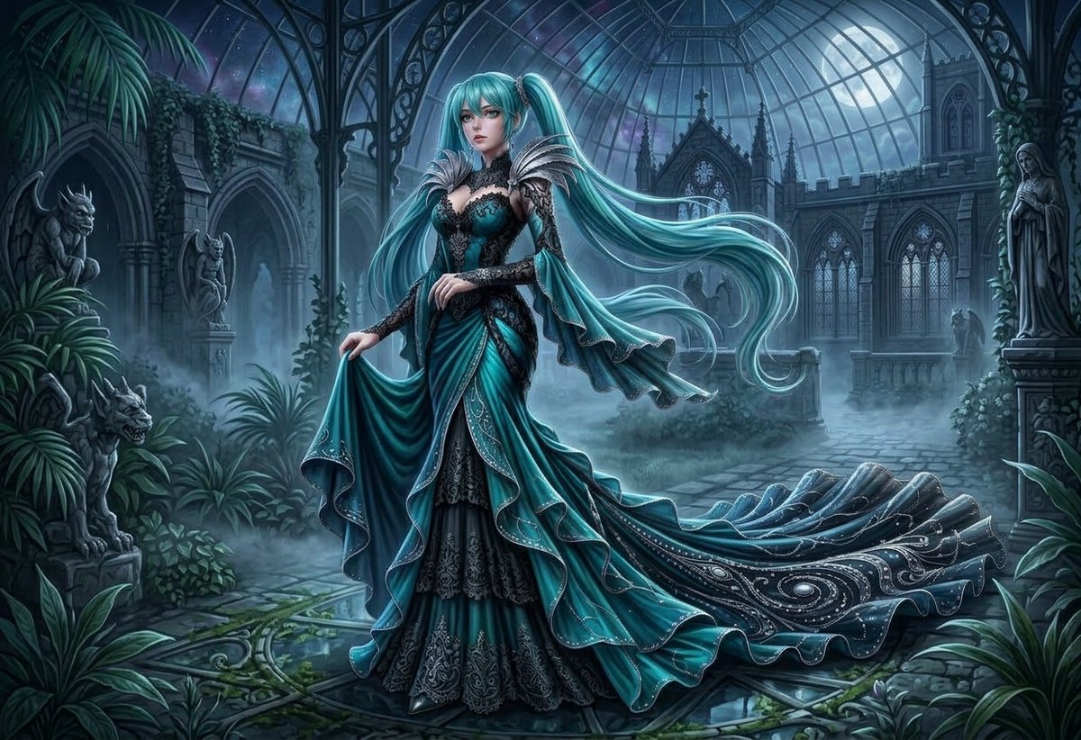 Virusf1985's tweet photo. @Pyndragon color change to hatsune miku theme #hatsunemiku #AIart #FantasyArt https://t.co/IvZZ3iFyR5