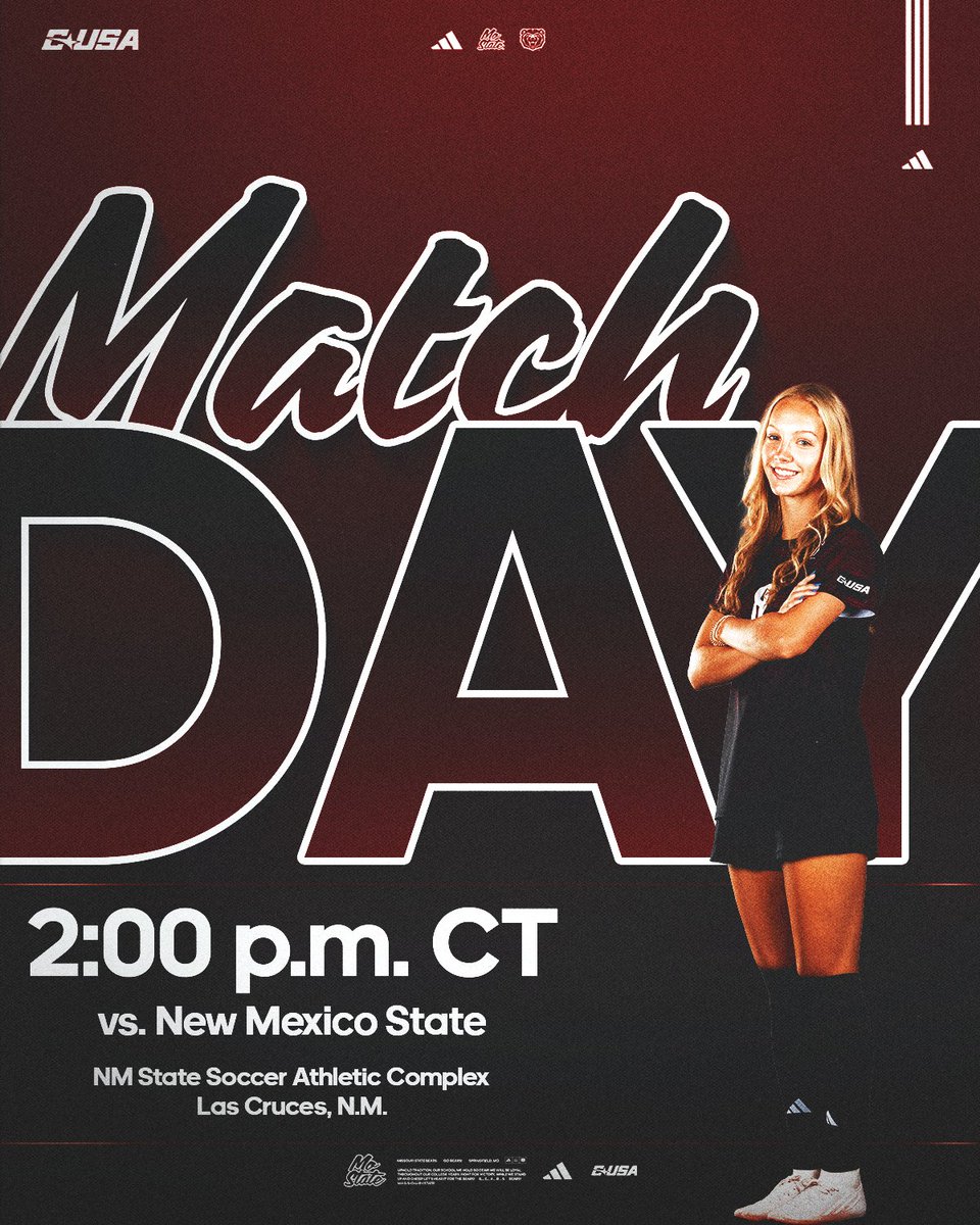 MoStateWSOC's tweet photo. Next Stop: Las Cruces 🚌📍

🆚 New Mexico State
⌚️2:00 p.m. CT
📍NM State Soccer Athletic Complex
📊 https://t.co/tp0y0oIgL2

#C4 #LOVE #MTT https://t.co/13dBfdry2A