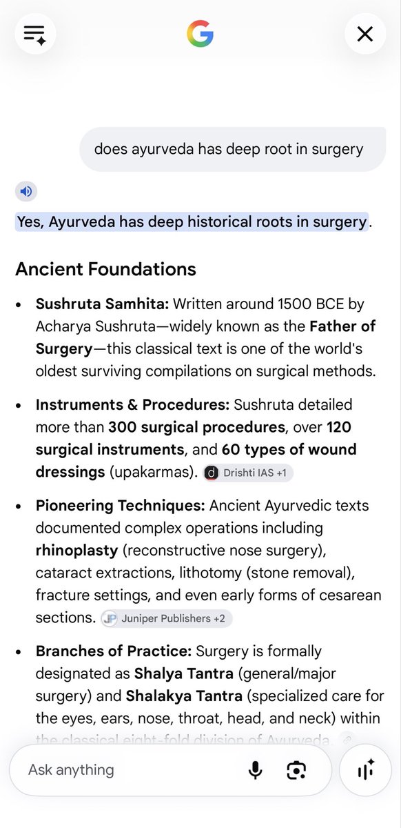 UserNo5446's tweet photo. Before questioning Ayurveda’s contribution to surgery, learn its history. Acharya Sushruta’s work laid important foundations in surgical education and practice. Criticise with evidence, not ignorance. You should know its roots before dismissing them. https://t.co/B7WlkbUkHA