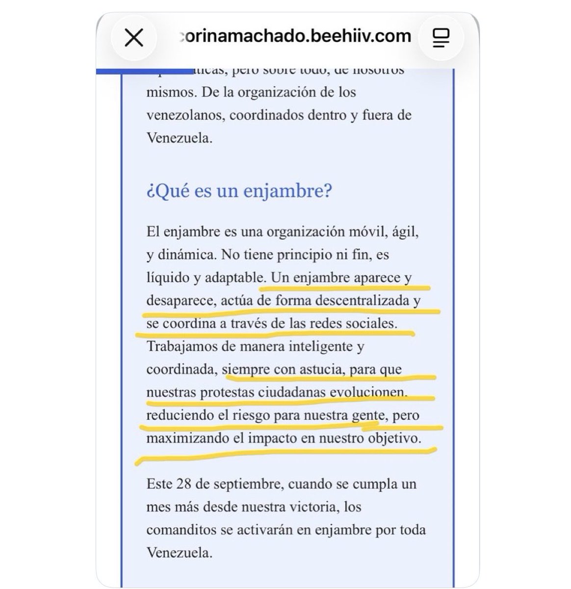 Lux5vnu's tweet photo. @MiguelFontan Públicamente se llaman enjambre y cada organización política invitados a su eterno comando con Vzla tiene un documento sobre ese llamado enjambre https://t.co/8CUeYvjtI4