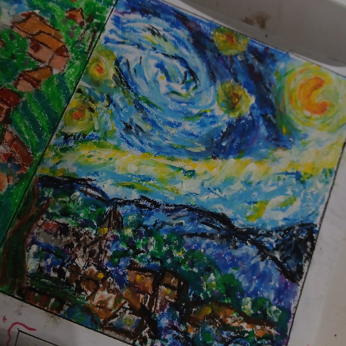 zyun_m1's tweet photo. my attempt on starry night 🌃 
(for school purposes)

#zyun_m1 https://t.co/RJOnH7q928
