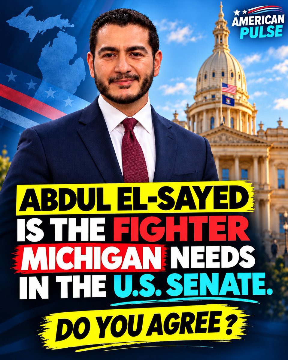 BrianJohns2601's tweet photo. 🇺🇸 Should Abdul El-Sayed represent Michigan in the U.S. Senate?

🤔 Do you believe he’s the right choice for Michigan?

🔴 A) Yes

🔵 B) No https://t.co/V023j1AbPK