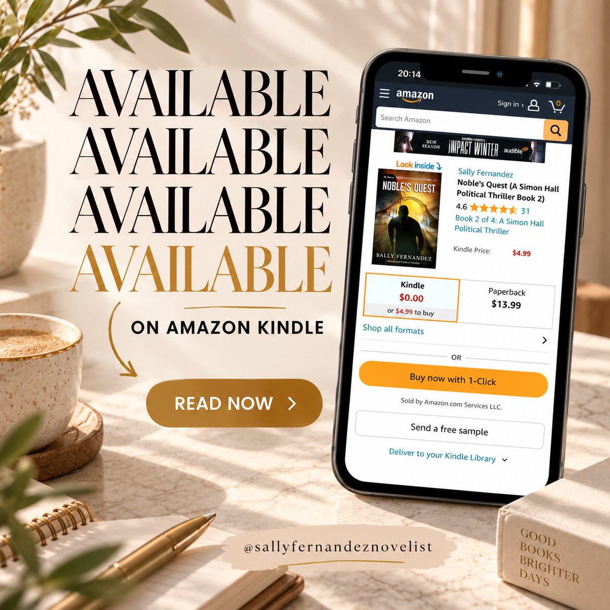 _SallyFernandez's tweet photo. The next chapter of suspense is waiting for you!
Your next thriller is just a click away!
Get your copy of Noble’s Quest on Amazon Kindle today.
#NoblesQuest #SallyFernandez #SimonHall #PoliticalThriller #AmazonKindle #KindleBooks #ThrillerReaders #BookRecommendations https://t.co/5GTnxyGzGi