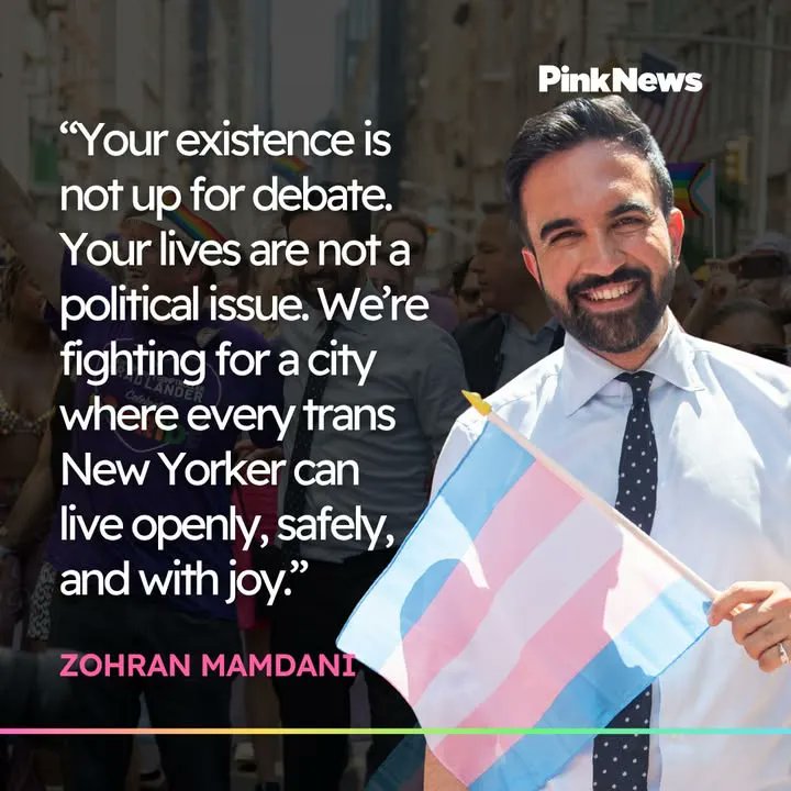 PinkNews's tweet photo. Happy birthday to Zohran Mamdani!

The mayor of New York reaffirmed his support for the trans community this Transgender Day of Visibility. 

📷 Getty https://t.co/NPKEP6mJo1