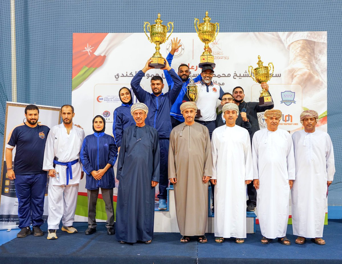 okc_oman's tweet photo. تحت رعاية سعادة الشيخ محمد بن سليمان الكندي، محافظ شمال الباطنة  اختُتمت بطولة عُمان الـ١٦ للكاراتيه في الصالة الرئيسية لمجمع السلطان قابوس الرياضي ببوشر.
بمشاركة ٣٥٠ لاعبًا ولاعبة يمثلون ٢٠ نادياً 
🥇  أبطال الكاراتيه: ٩ ذهبيات.
🥈 القدرة: ٨ ذهبيات.
🥉 علي الرئيسي: ٧ ذهبيات. https://t.co/TV4ALj7SGa