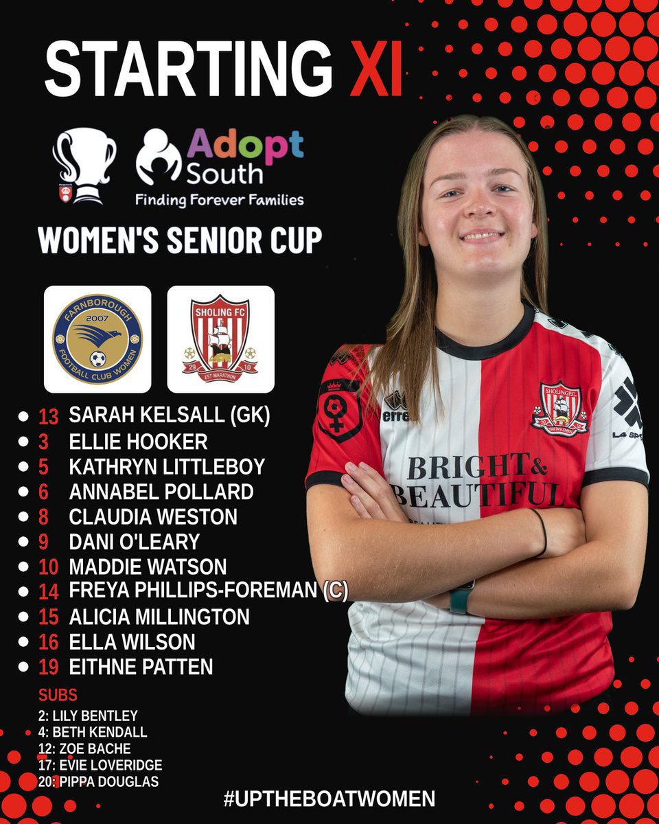 SholingFCWomen's tweet photo. 📋 Here is how we line up this afternoon vs @FarnboroughFC  

#UpTheBoatwomen 🚢 https://t.co/GrTcv8tIzJ