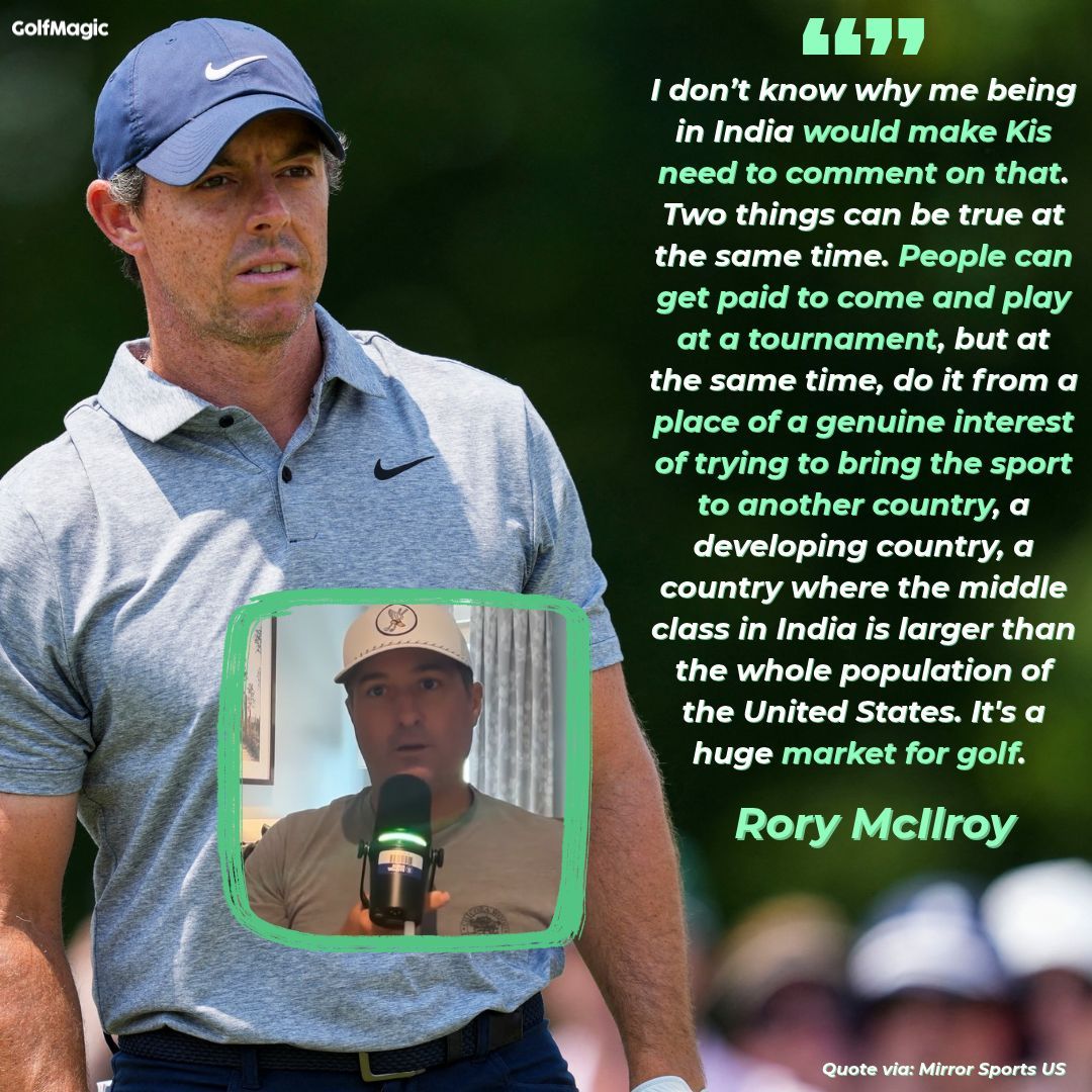 GolfMagic's tweet photo. Speaking to Mirror Sports US, Rory McIlroy addressed the criticism he received from former US Ryder Cup vice captain Kevin Kisner. 

Kisner accused McIlroy of making a "dogs--- comment" when explaining why he played in the DP World India Championship. 🫣 https://t.co/yfB0anKrnS