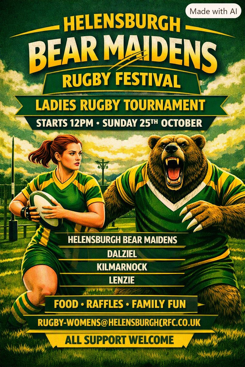 CommunityMagHel's tweet photo. HRFC Bear Maidens Ladies Rugby Tournament - Sunday 25th October - Starts at 12pm https://t.co/Y2GyDajyKQ