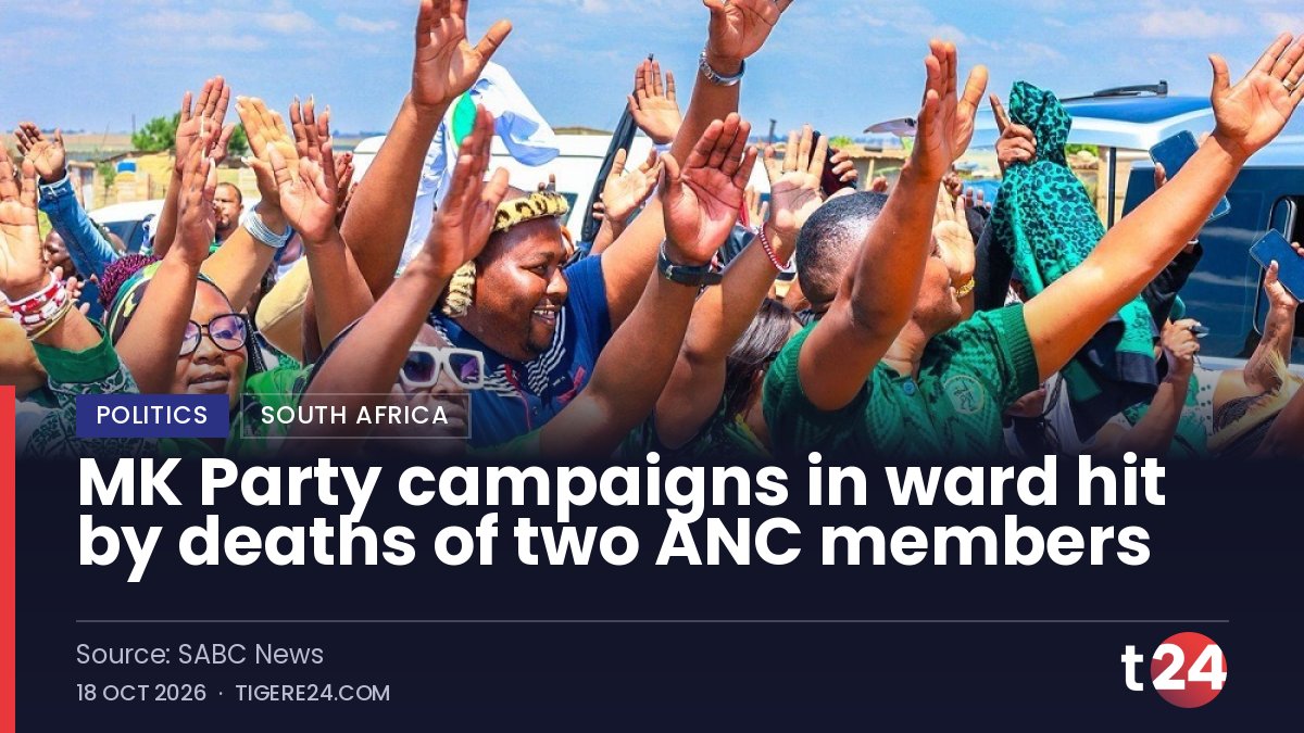 T24_Network's tweet photo. The MK Party is campaigning in a ward where two ANC officials recently lost their lives. Makhathini coordinated elections for the ward while Mavundla was part of the youth league. #Politics #T24News https://t.co/NTIypuP1se