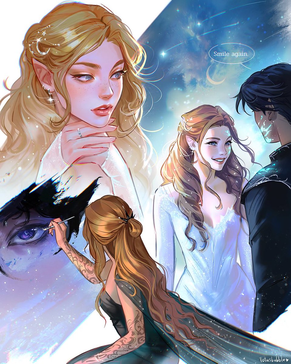leosylviia's tweet photo. “Feyre smiled broadly. bright as the full moon, lovelier than any star” 💫

“the faelights glided Elain’s unbound hair, making her glow like the sun at down” 🌞 https://t.co/MOZeYTJZmd