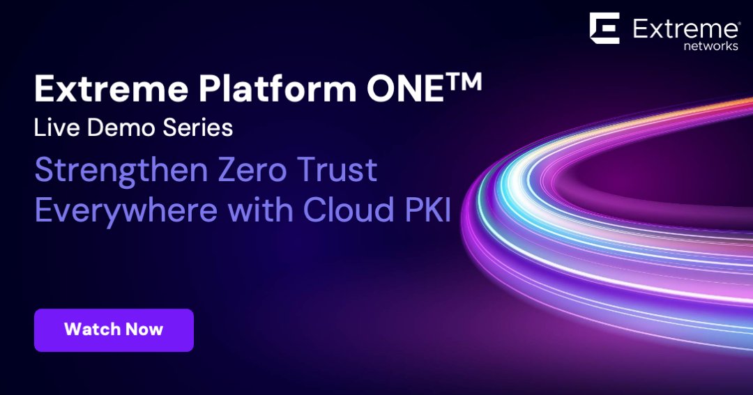 ExtremeNetworks's tweet photo. 🛡️ When security threats are constantly evolving, identity and trust need to be built into your network. This #CybersecurityAwareness Month, learn how you can strengthen your security posture with built-in cloud PKI capabilities in Extreme Platform ONE Security.

Watch now: https://t.co/fmjiIUfXJZ