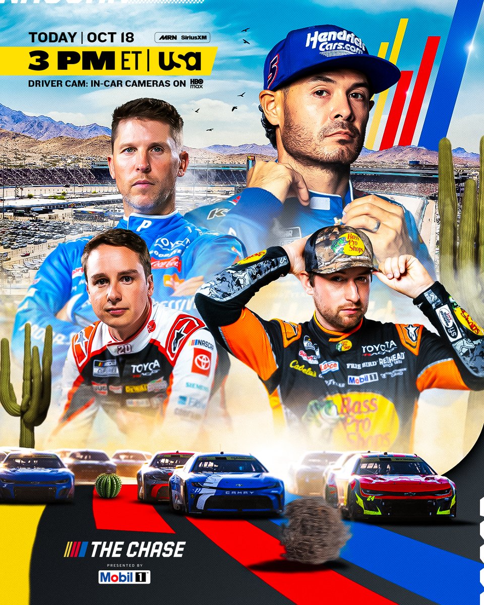 NASCAR's tweet photo. The title fight intensifies at @phoenixraceway. 🥊

Will @KyleLarsonRacin extend his lead, or can another Chase contender claw closer to the championship? https://t.co/fx2xNiMHGu