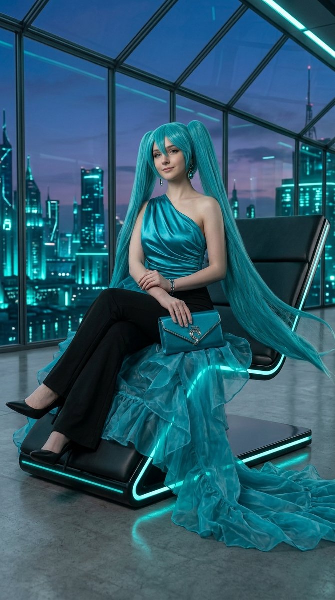 Virusf1985's tweet photo. @Pyndragon thanks for the outfit idea
#hatsunemiku #AIart #FantasyArt https://t.co/j8ABWsoleB