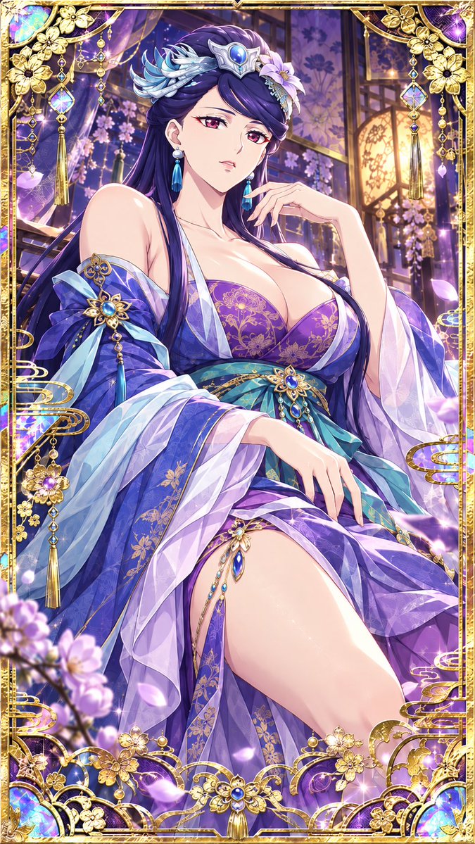 disya226's tweet photo. 【💜紫麗の微笑み — 梨花妃✨】

紫の絹を纏い、月夜に咲く一輪の花🌸
気品と艶やかさを秘めた、美しき梨花妃✨

#梨花妃 #薬屋のひとりごと #ファンアート https://t.co/KL0WrHT9Ad