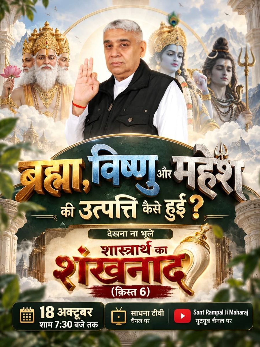 Rampras13020654's tweet photo. #शास्त्रार्थ_का_शंखनाद_क़िस्त6

Sant Rampal Ji Maharaj
ब्रह्मा विष्णु और महेश की उत्पत्ति कैसे हुई ? 
देखना ना भूले
 शास्त्रार्थ का शंखनाद किस्त 6 
18 अक्टूबर शाम 7:30से 9:30 तक
साधना चैनल पर https://t.co/ozrcICds1T