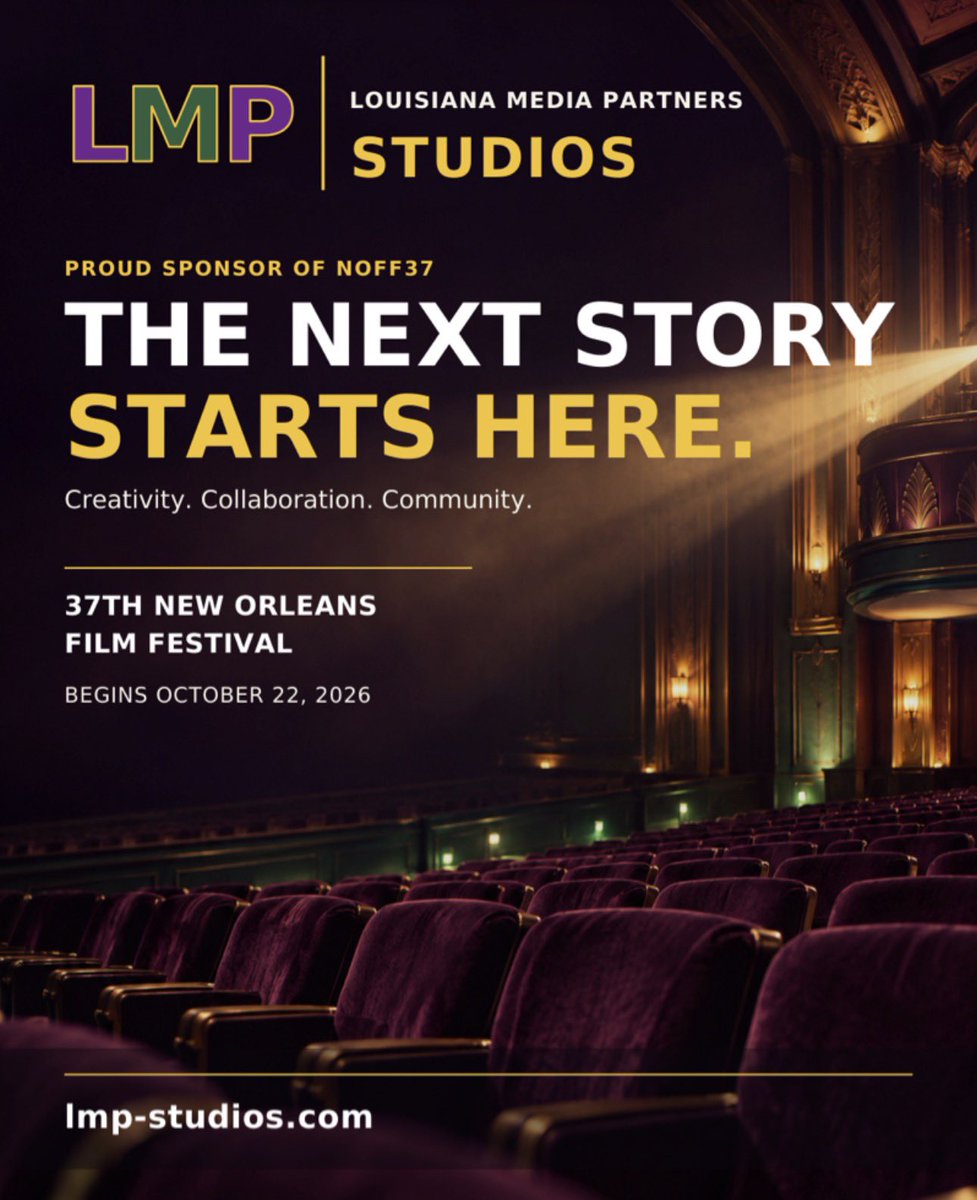 NOFS's tweet photo. Meet NOFF37 sponsor partner LMP Studios.

Thank you for supporting this year's conference and Louisiana's filmmaking community.

The 37th New Orleans Film Festival presented by Andscape begins October 22.

Explore LMP Studios: https://t.co/LM8GCOSHyh

#louisianafilm https://t.co/oMADpcUQHc