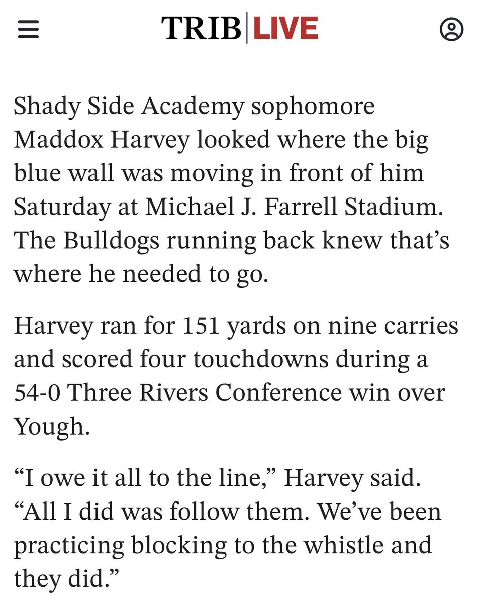 MaddoxHarv's tweet photo. Great team win yesterday 
9 carried 151 yards 4 touchdowns
Thank you for the article feature!
@J_oshRizzo @TribLiveHSSN

@Coach_Roc3 @Tipton_05 @PA_TodaySports @skydevelopment_ @210ths @footballcoach79 @coachjfranklin  @CoachTerryPSU @RBarkley123 @WPIAL_Insider https://t.co/NlVdNDegfu
