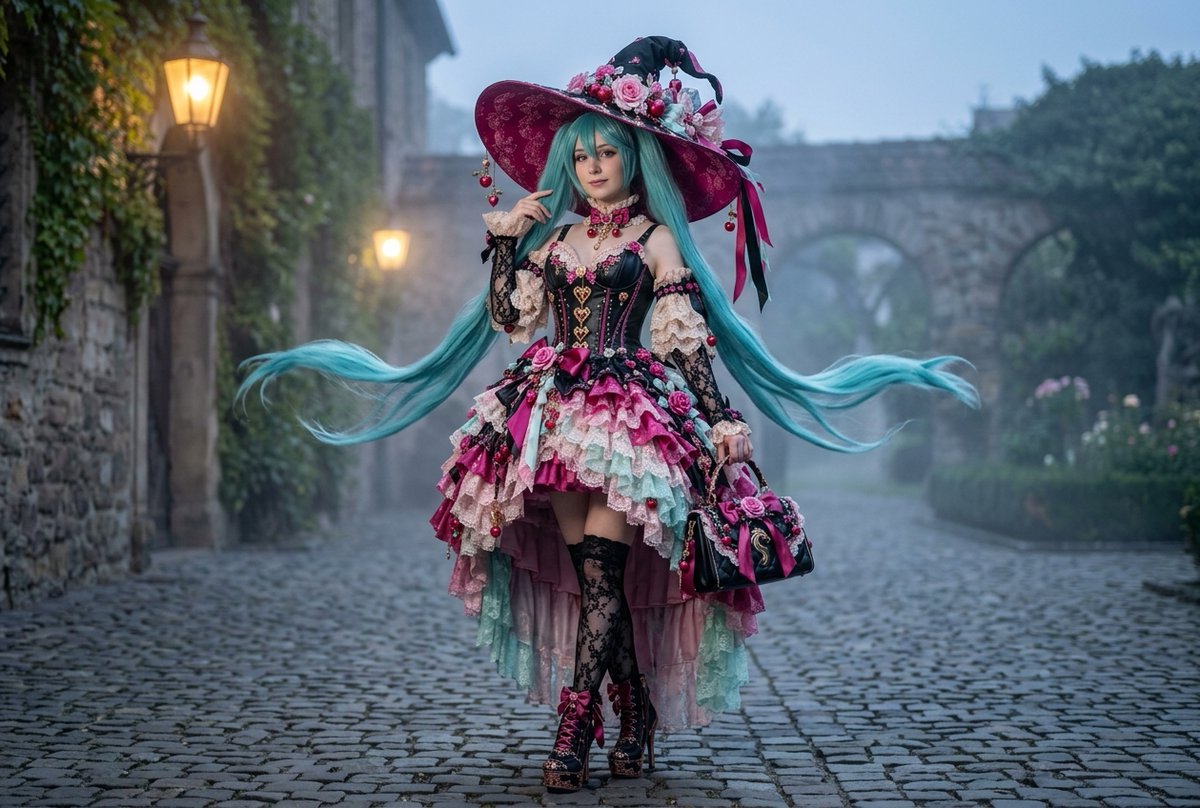 Virusf1985's tweet photo. @Pyndragon thanks for the outfit idea and as always the outfits are sublime
#hatsunemiku #AIart #FantasyArt https://t.co/Xs8ztIuYDt