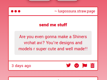 luxpossuray's tweet photo. strawpage thread start yay!

yes!! i do want to make her!! shes v cute and i want her to be in the big cast pools i like making ^_^
ty for the compliments aswell, i appreciate v much :D https://t.co/IUBYIW9iN5