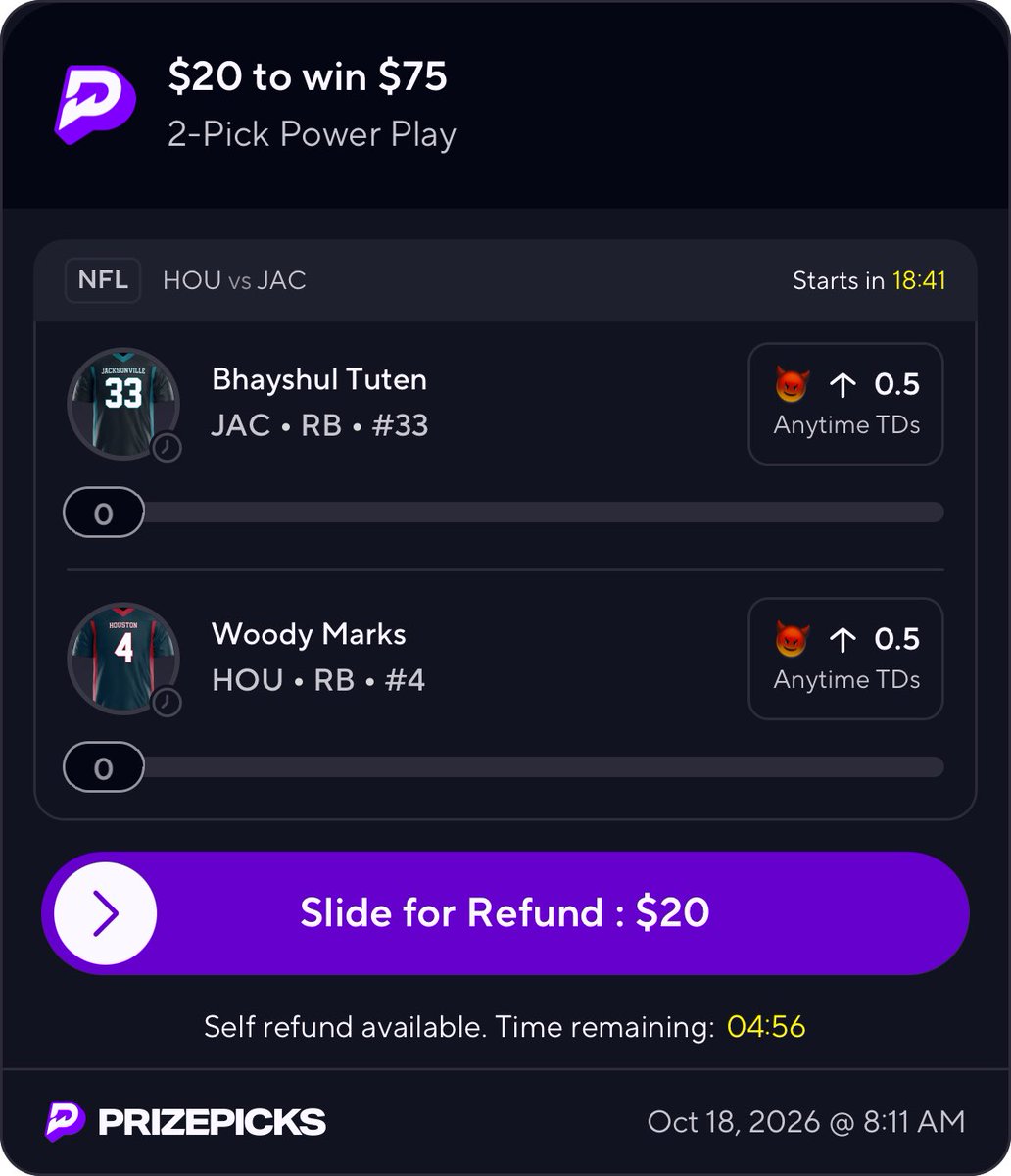 PhilBigFella's tweet photo. Last minute @PrizePicks play. Rainy weather in the @nfl game this morning so the running game will be a focus! Use the link to get it quick! #BigFellaPhil #BigFellaLocks #CalculatedPicks #Gambling𝕏 
Copy my PrizePicks lineup using this 🔗: 
https://t.co/s1pUzgTStc https://t.co/RJcRNdl2Qx