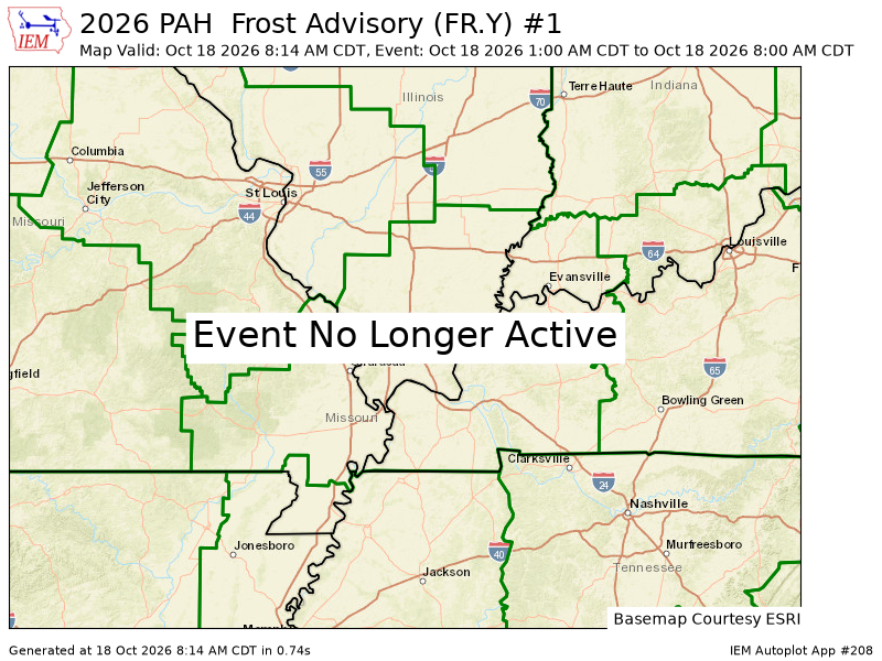 hobgsit's tweet photo. PAH expires Frost Advisory for 19 forecast zones in [IL] and 6 forecast zones in [IN] and 22 forecast zones in [KY] and 11 forecast zones in [MO] https://t.co/wIaNXycV33 https://t.co/PwXLtYewAC