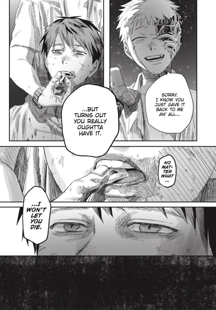 ILoveUAllSo2's tweet photo. #TSHD50 Spoilers
I love how "Hikaru's" half ends up becoming important again for saving Yoshiki. Seeing "Hikaru" shaking as he rips out the half again because he now feels pain hurts. Seeing him feed the half to Yoshiki to prevent him from dying shows how much he loves Yoshiki! https://t.co/y3o4LJHapF