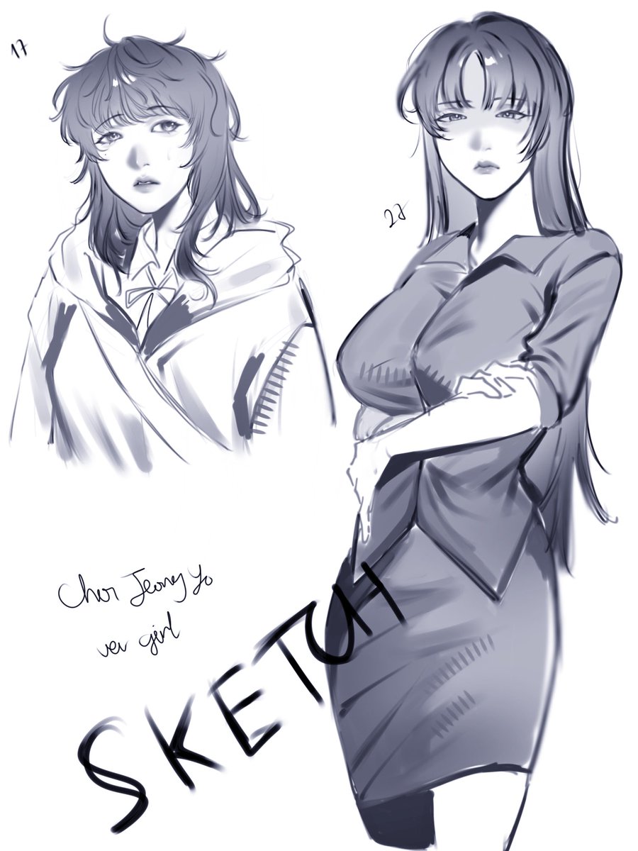 Hajun_ne's tweet photo. PioJeong Yuri?
Sketch 
Tới Pio thì lười ngang….😞 https://t.co/GFVOl82z1X